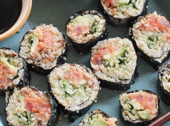 Cauliflower Rice Spicy Tuna Rolls