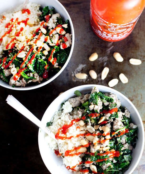 Garlic Ginger Kale Bowl With Cauliflower Rice